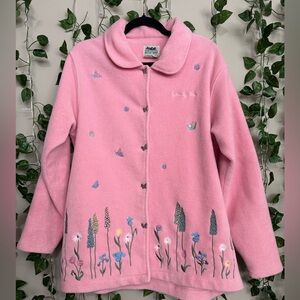 Charming Pink Vintage Northern Reflections Coat with Floral Design